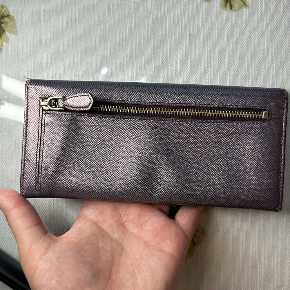 Prada Saffiano leather metallic purple wallet with COA and box - Picture 13 of 14